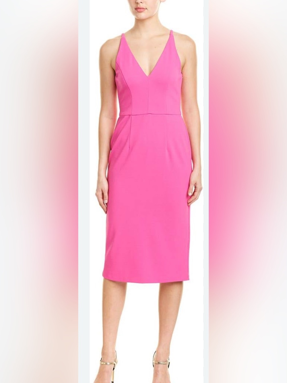 Donna Morgan Hot Pink Midi Sheath Dress